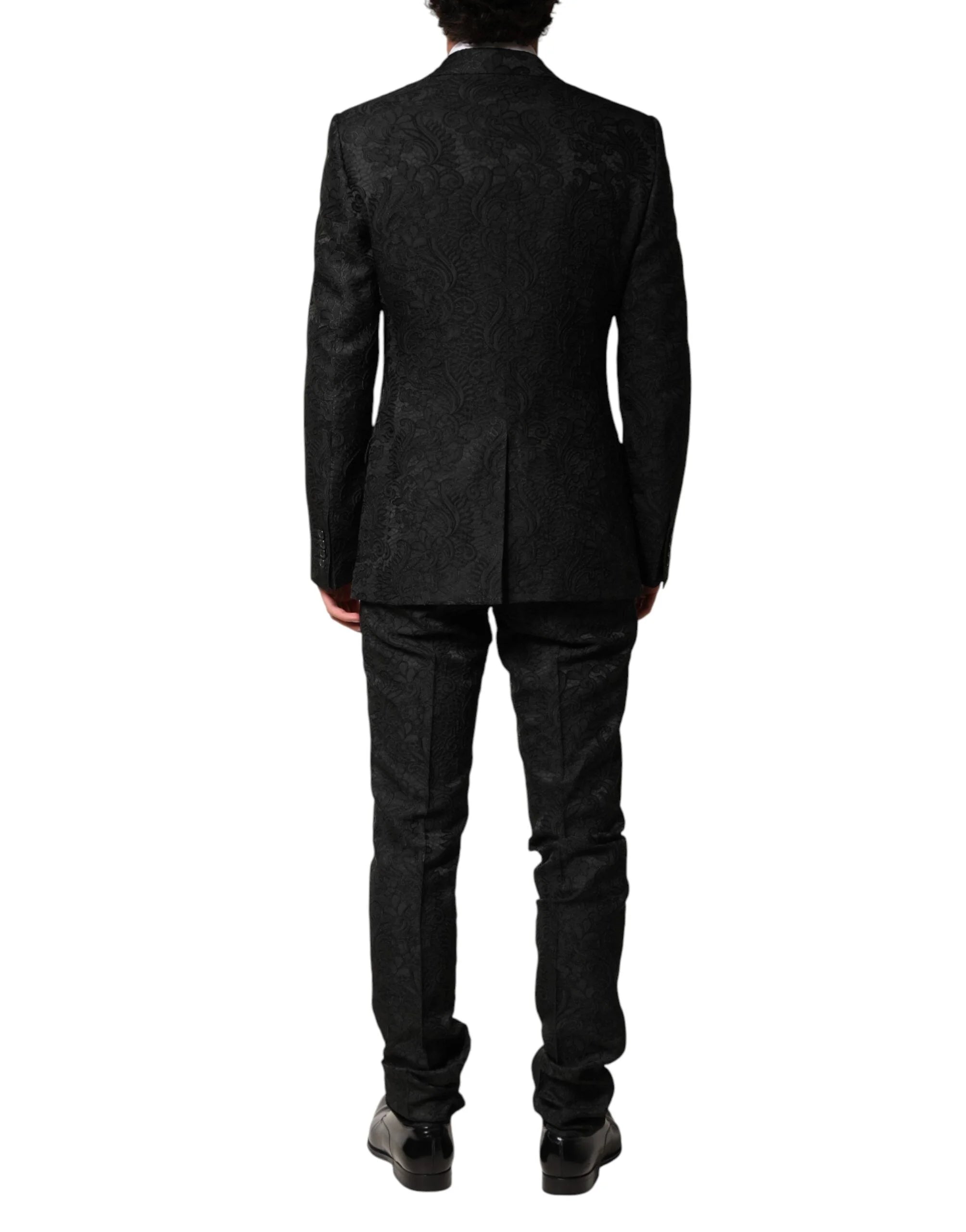 Dolce & Gabbana Black Brocade Single Breasted 2 Piece Suit - IT46 | S