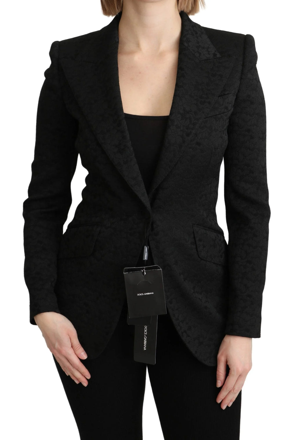 Dolce & Gabbana Black Brocade Single Breasted Blazer Jacket - IT36 | XS - Coats & Jackets