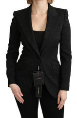 Dolce & Gabbana Black Brocade Single Breasted Blazer Jacket - IT36 | XS - Coats & Jackets