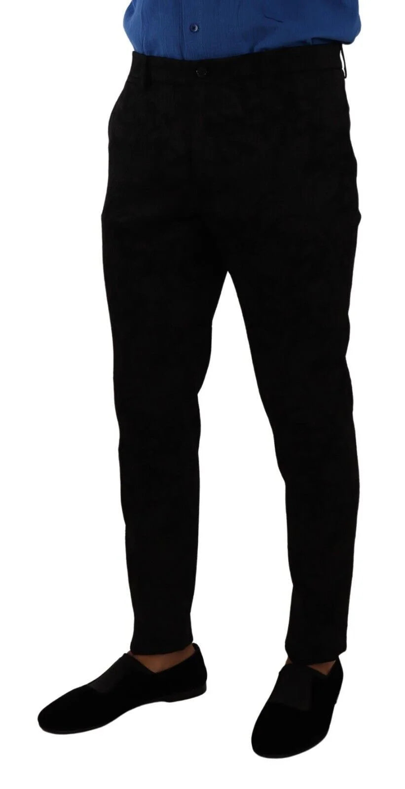 Dolce & Gabbana Black Brocade Skinny Formal Trouser Dress Pants - IT48 | M - Trousers