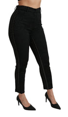 Dolce & Gabbana Black Brocade Skinny High Waist Pants - IT40|S - Trousers
