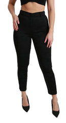 Dolce & Gabbana Black Brocade Skinny High Waist Pants - IT40|S - Trousers
