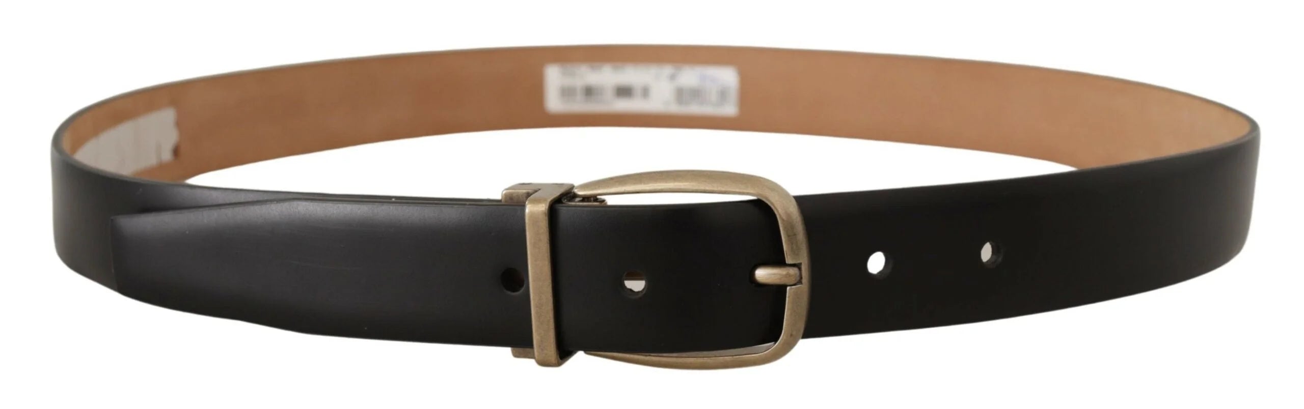 Dolce & Gabbana Black Brown Backend Leather Vintage Metal Buckle Belt - 85 cm / 34 Inches - Belts