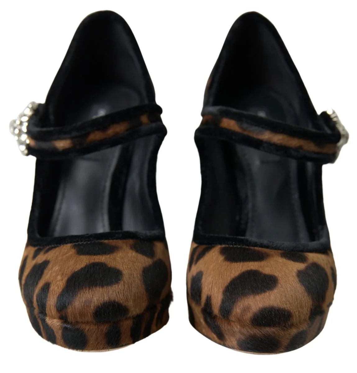 Dolce & Gabbana Black Brown Calf Leopard Heel Mary Jane Pump Shoes - EU35.5/US5 - Heels