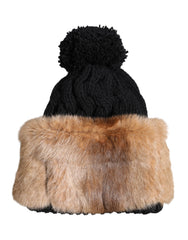 Dolce & Gabbana Black Brown Dyed Rabbit Real Fur Winter Beanie Hat - 57 cm|S