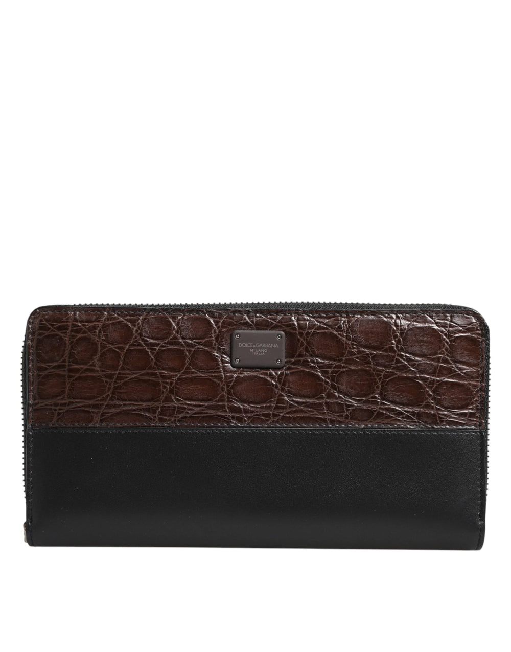 Dolce & Gabbana Black Brown Exotic Leather Men Continental Clutch Wallet - Wallets