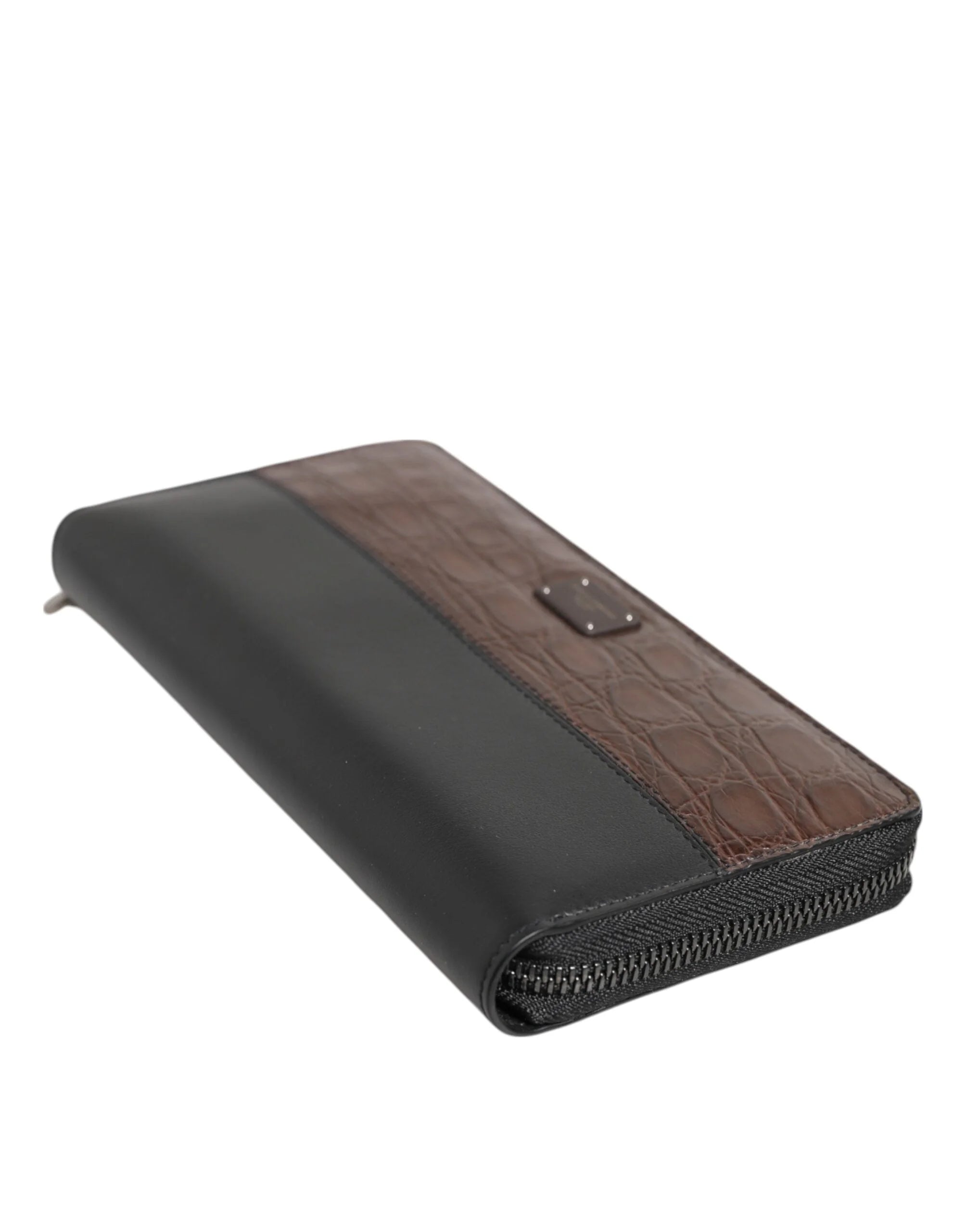 Dolce & Gabbana Black Brown Exotic Leather Men Continental Clutch Wallet - Wallets