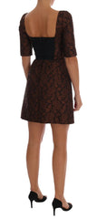 Dolce & Gabbana Black Brown Floral Brocade A-Line Dress - IT40|S - Dresses