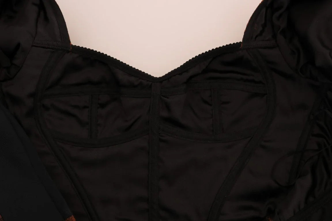 Dolce & Gabbana Black Brown Floral Brocade A-Line Dress - IT40|S - Dresses