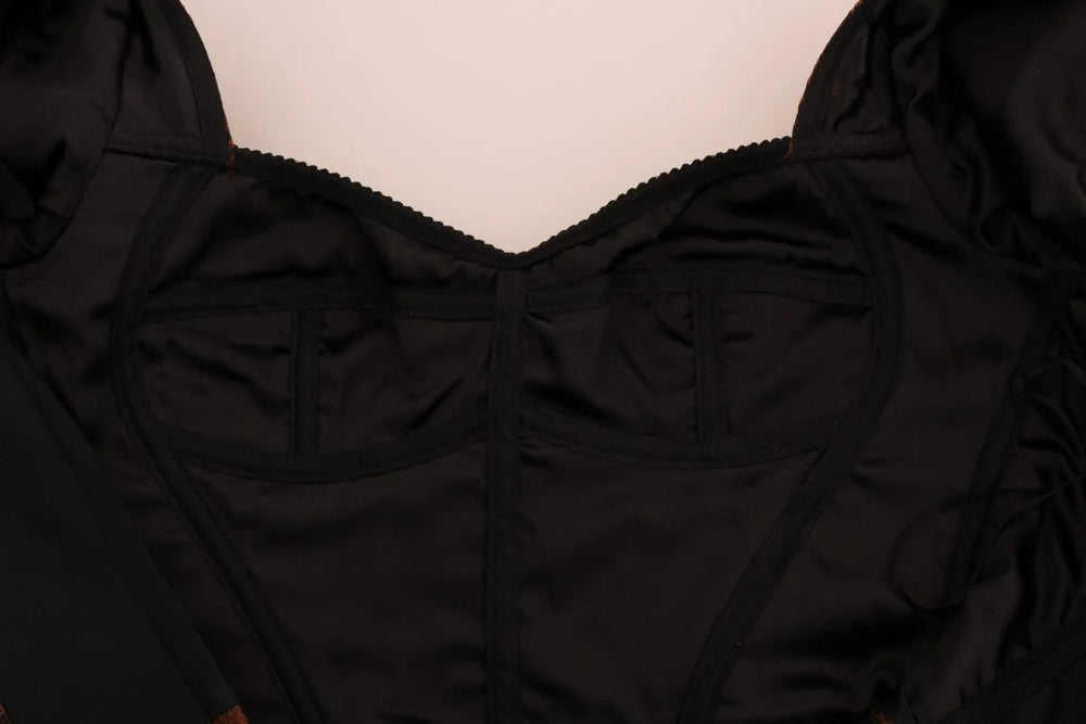 Dolce & Gabbana Black Brown Floral Brocade A-Line Dress - IT40|S - Dresses