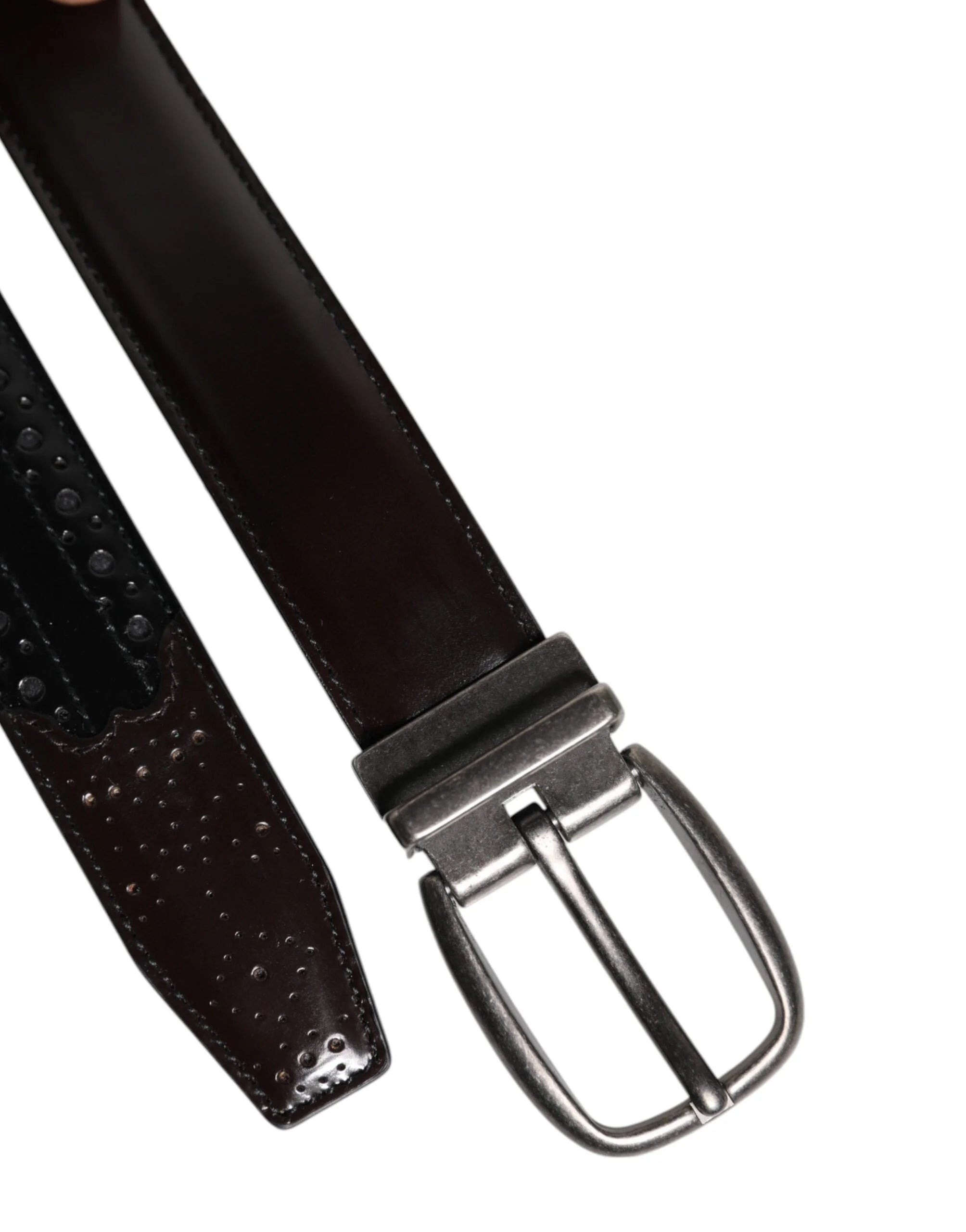 Dolce & Gabbana Black Brown Leather Classic Metal Buckle Belt - Belts