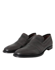 Dolce & Gabbana Black Brown Leather Loafer Men Dress Shoes - Flats