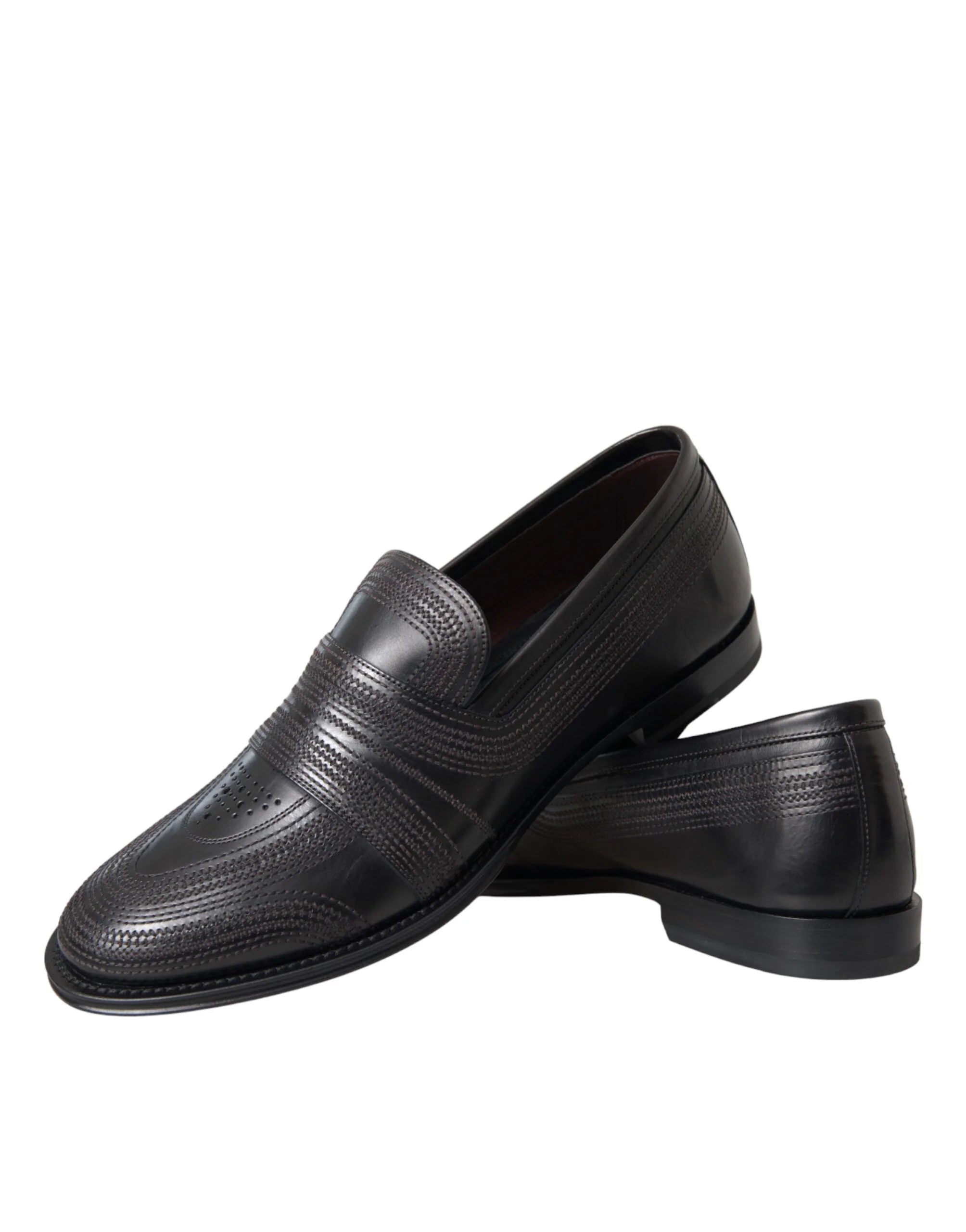 Dolce & Gabbana Black Brown Leather Loafer Men Dress Shoes - Flats