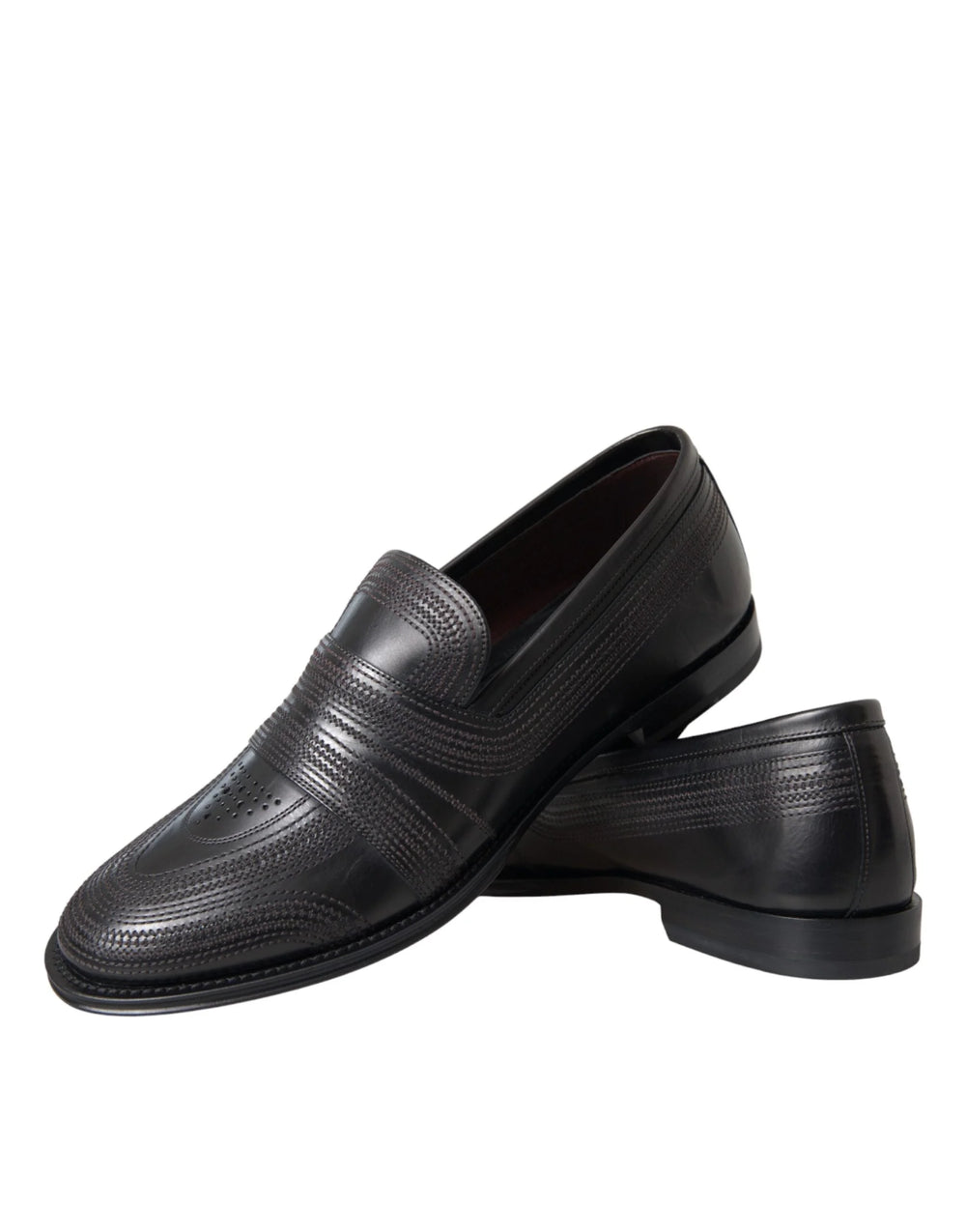 Dolce & Gabbana Black Brown Leather Loafer Men Dress Shoes - Flats