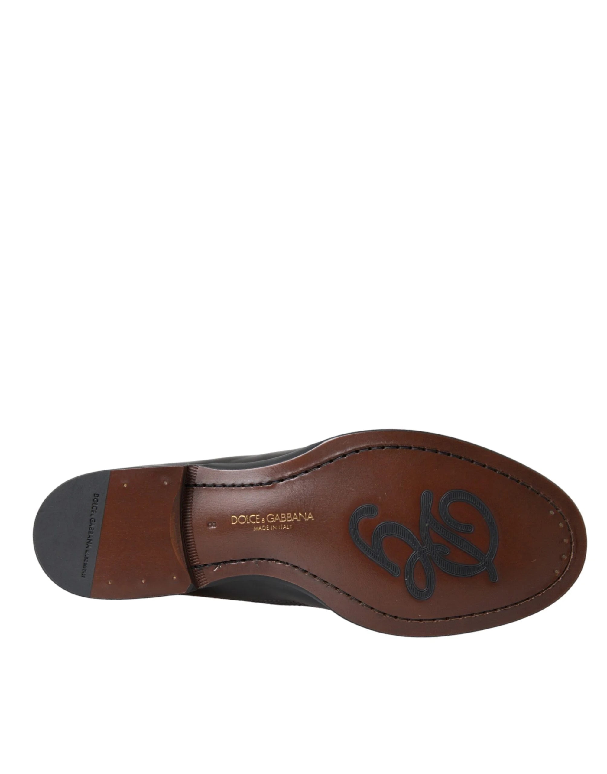 Dolce & Gabbana Black Brown Leather Loafer Men Dress Shoes - Flats