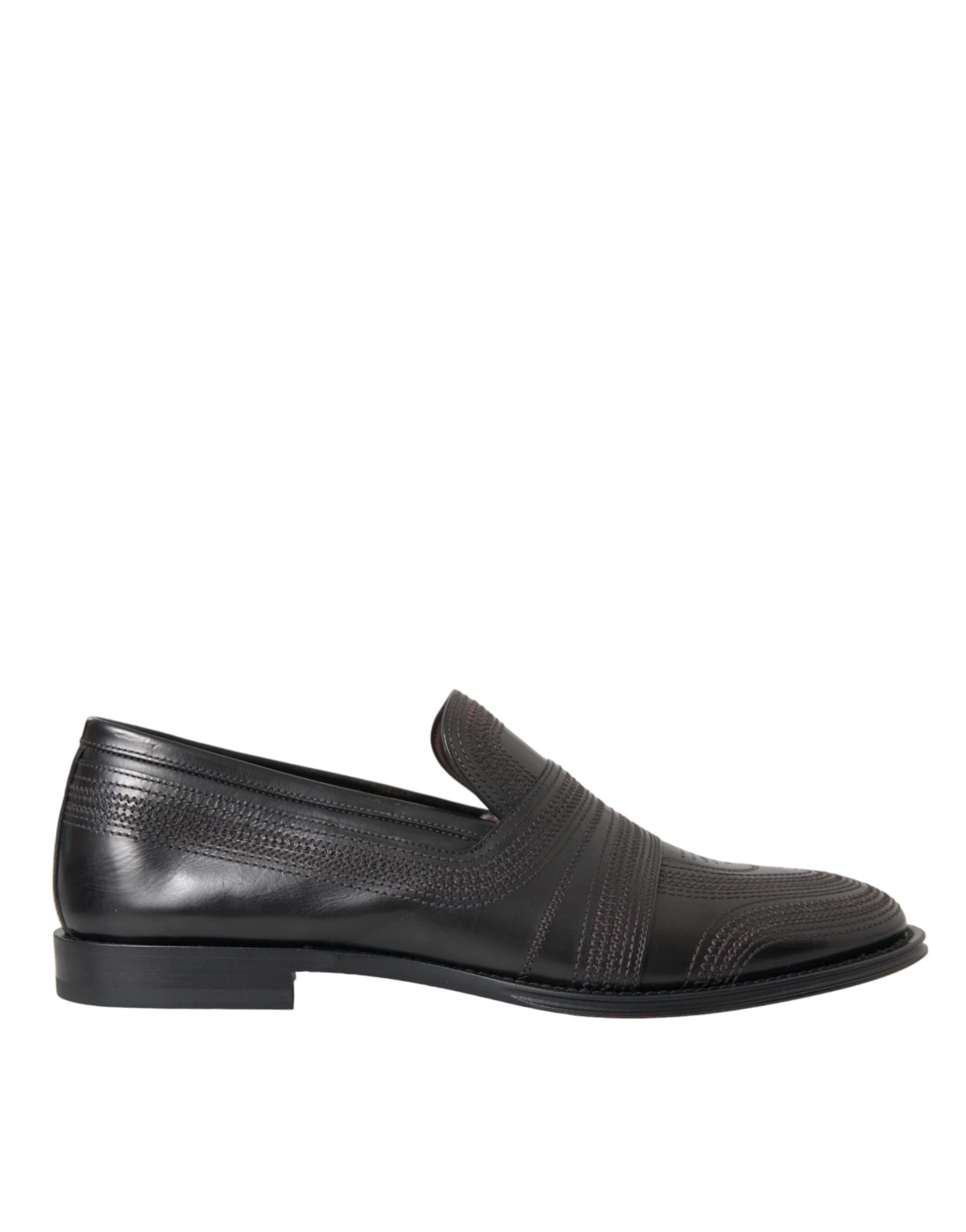 Dolce & Gabbana Black Brown Leather Loafer Men Dress Shoes - Flats