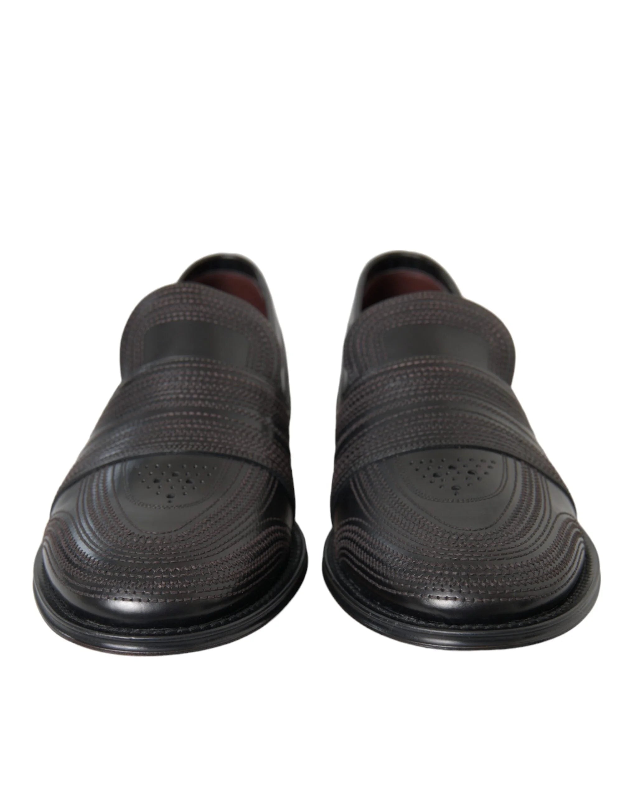 Dolce & Gabbana Black Brown Leather Loafer Men Dress Shoes - Flats