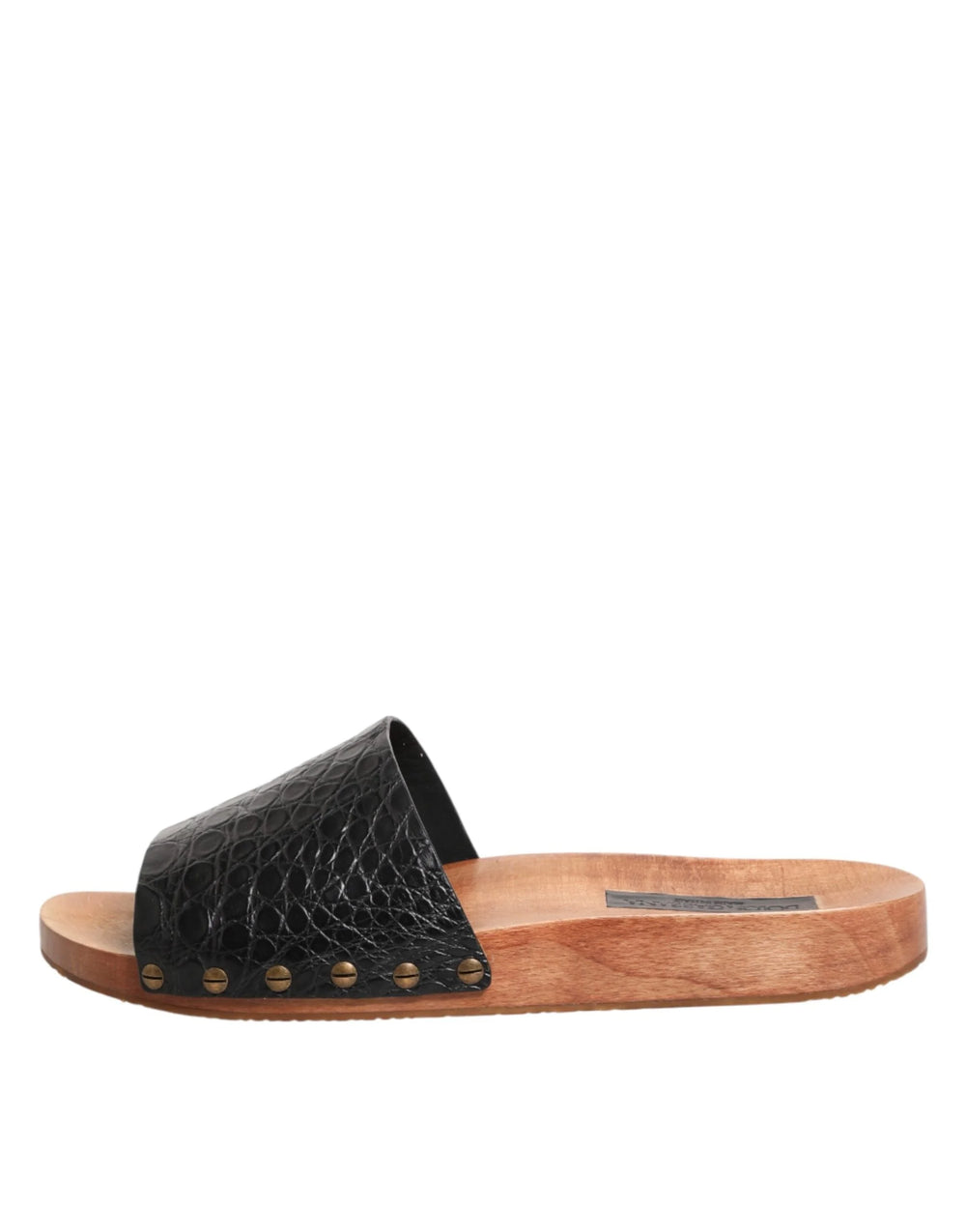 Dolce & Gabbana Black Brown Leather Slides Sandals Shoes - EU44/US11 - Sandals