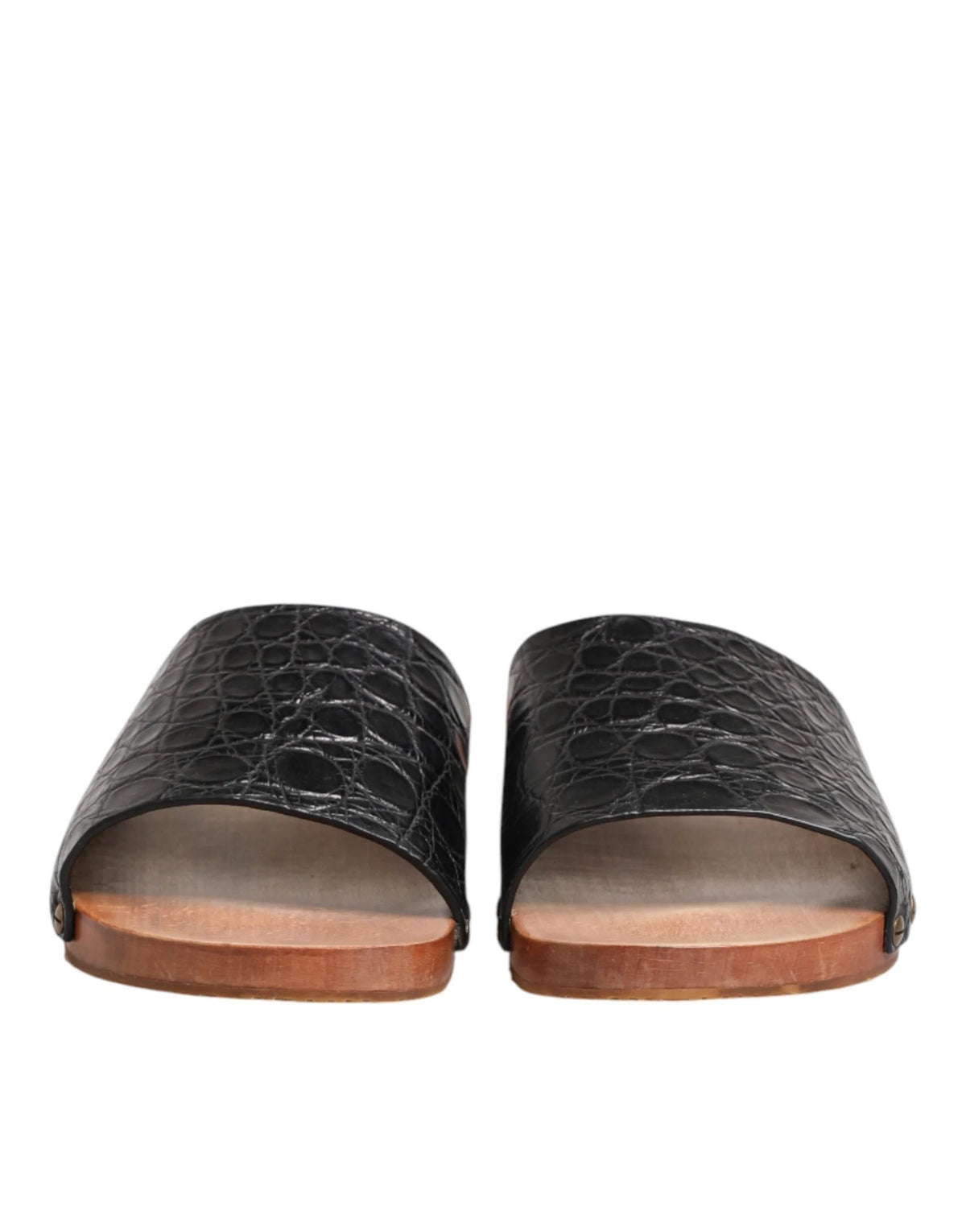 Dolce & Gabbana Black Brown Leather Slides Sandals Shoes - EU44/US11 - Sandals