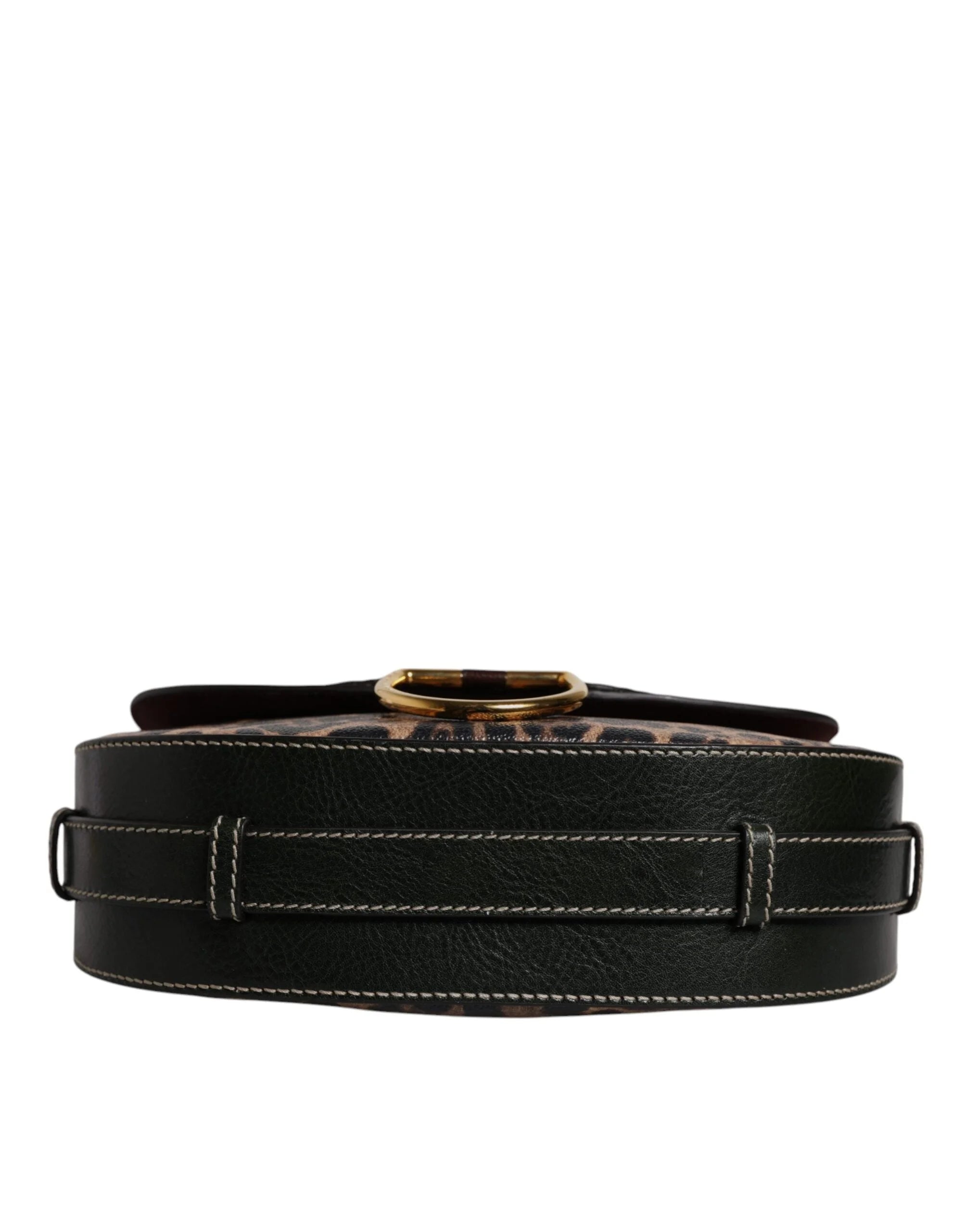 Dolce & Gabbana Black Brown Leopard Leather Shoulder Strap Bag - Cross Body Bags