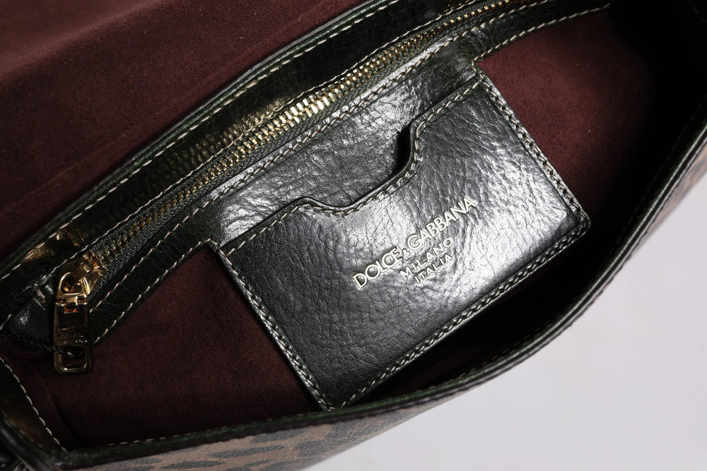 Dolce & Gabbana Black Brown Leopard Leather Shoulder Strap Bag - Cross Body Bags