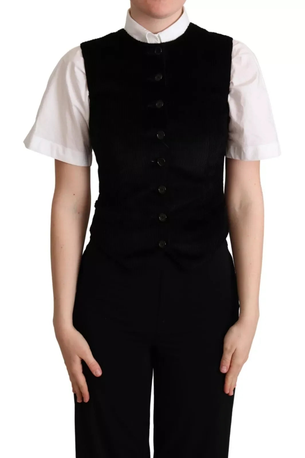 Dolce & Gabbana Black Brown Leopard Print Waistcoat Vest - IT40|S - Vests