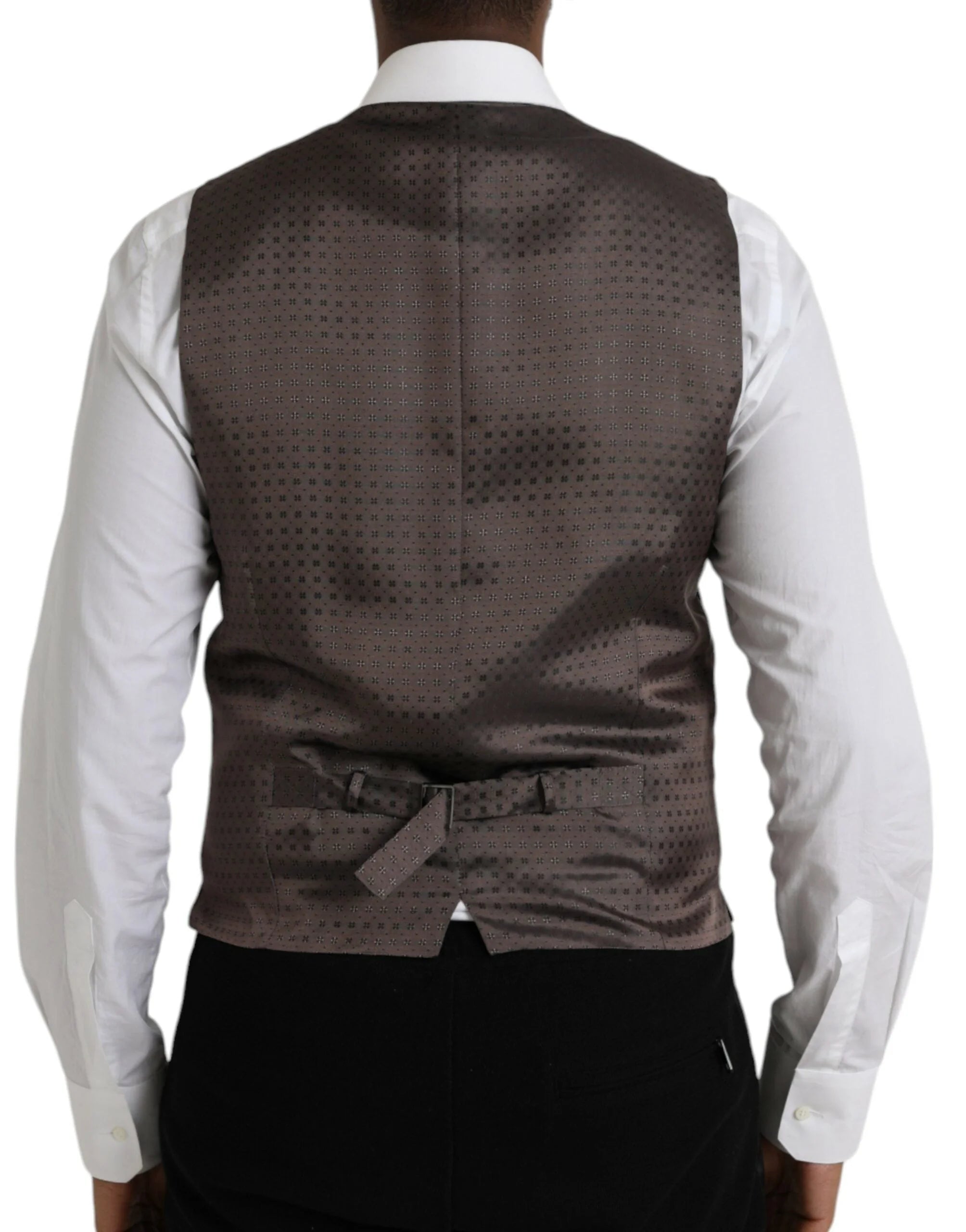 Dolce & Gabbana Black Brown Silk Waistcoat Dress Formal Vest - IT48 | M - Vests