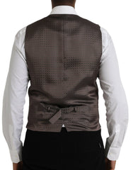 Dolce & Gabbana Black Brown Silk Waistcoat Dress Formal Vest - IT48 | M - Vests