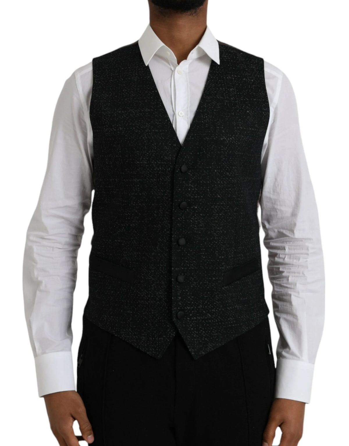 Dolce & Gabbana Black Brown Silk Waistcoat Dress Formal Vest - IT48 | M - Vests