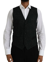 Dolce & Gabbana Black Brown Silk Waistcoat Dress Formal Vest - IT48 | M - Vests