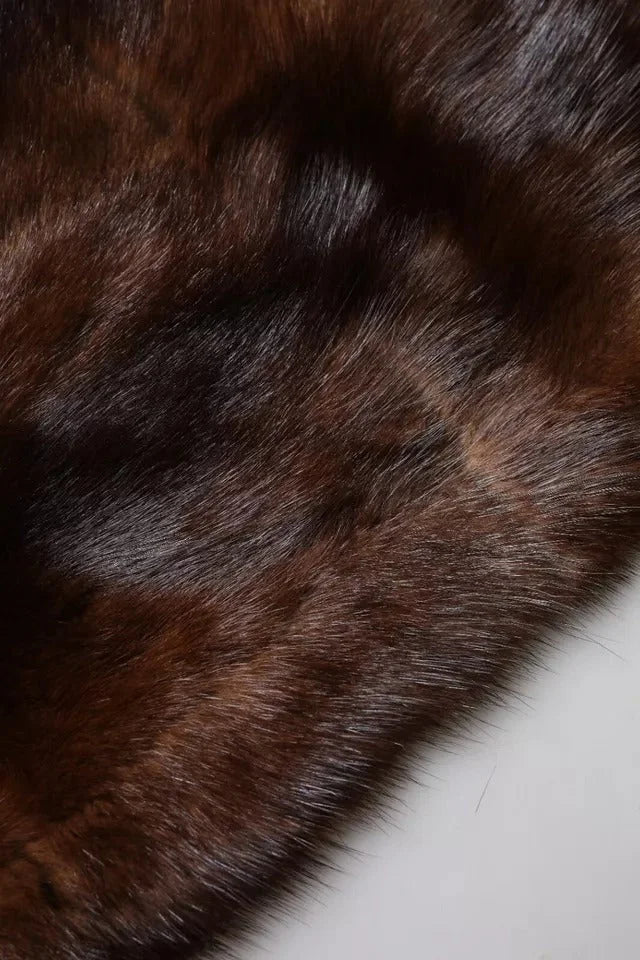 Dolce & Gabbana Black Brown Stripe Fur Shawl Wrap Scarf - Scarves & Shawls