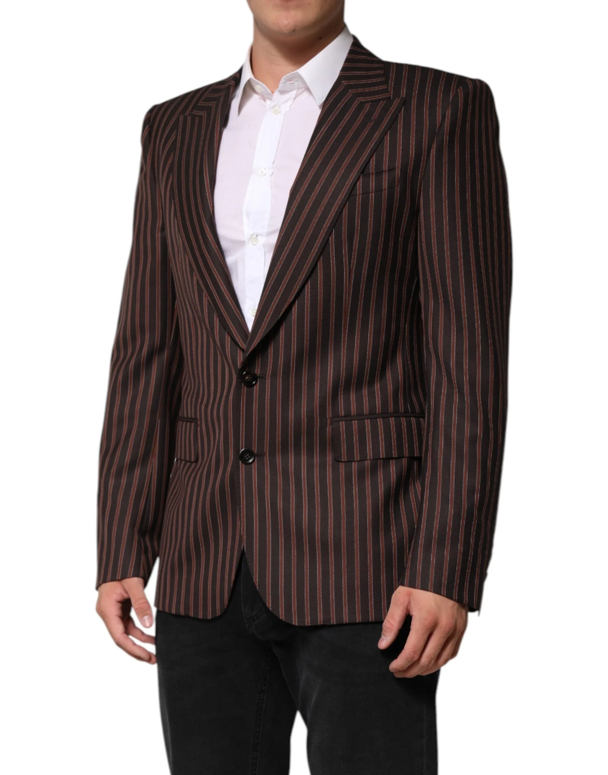 Dolce & Gabbana Black Brown Stripe Single Breasted Blazer - IT50 | L