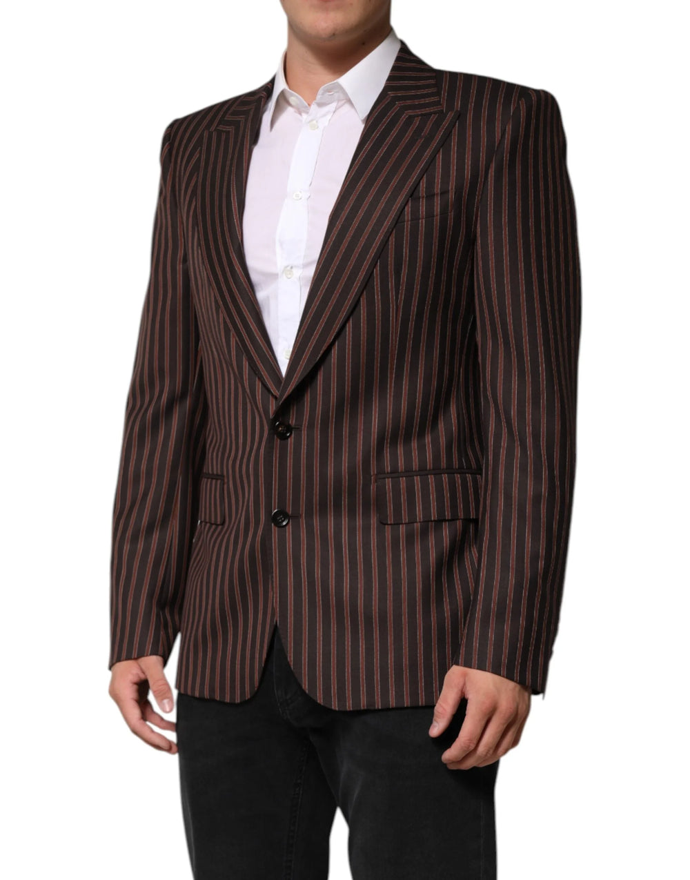 Dolce & Gabbana Black Brown Stripe Single Breasted Blazer - IT50 | L
