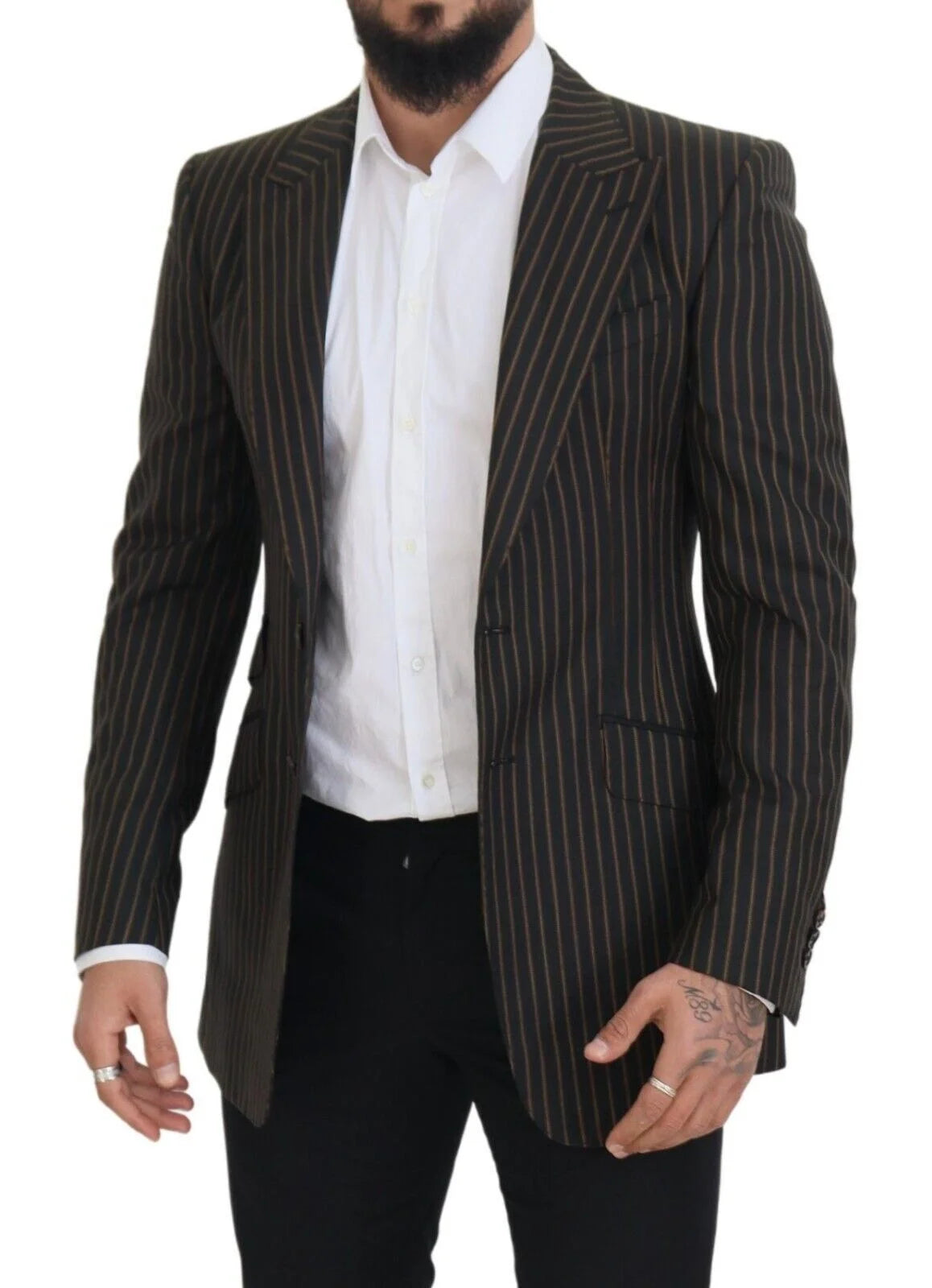Dolce & Gabbana Black Brown Stripes Single Breasted Blazer - IT48 | M - Sport Jackets