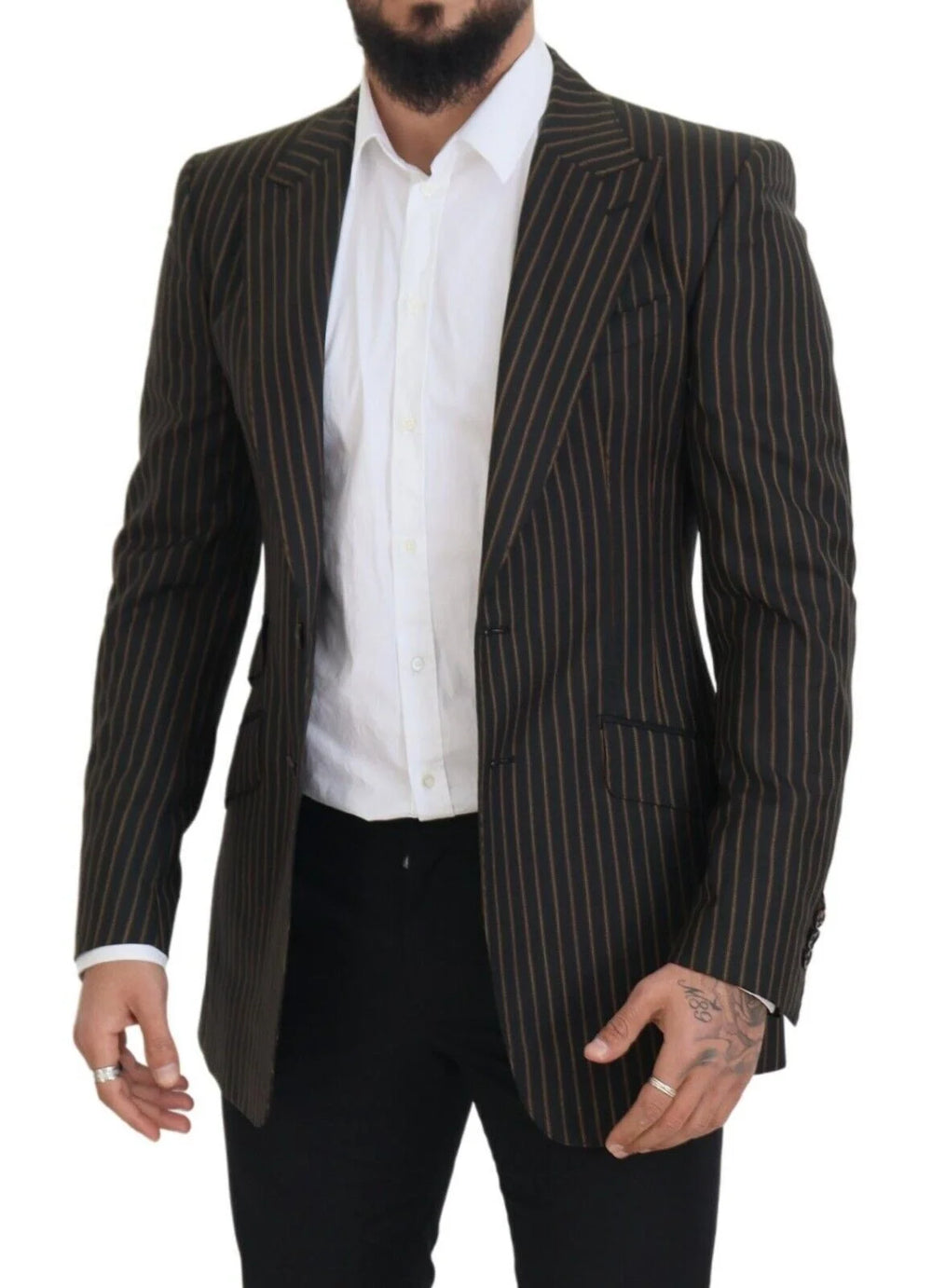 Dolce & Gabbana Black Brown Stripes Single Breasted Blazer - IT48 | M - Sport Jackets