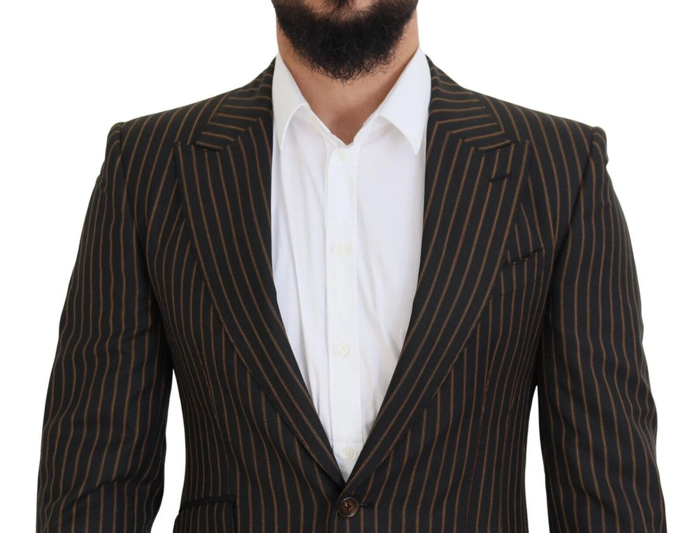 Dolce & Gabbana Black Brown Stripes Single Breasted Blazer - IT48 | M - Sport Jackets
