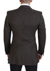 Dolce & Gabbana Black Brown Stripes Single Breasted Blazer - IT48 | M - Sport Jackets