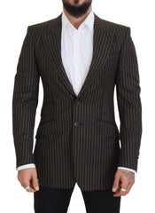 Dolce & Gabbana Black Brown Stripes Single Breasted Blazer - IT48 | M - Sport Jackets