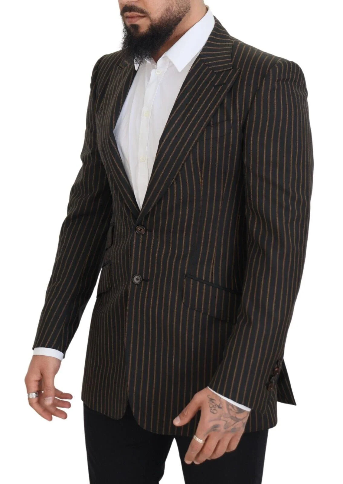 Dolce & Gabbana Black Brown Stripes Single Breasted Blazer - IT48 | M - Sport Jackets