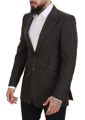 Dolce & Gabbana Black Brown Stripes Single Breasted Blazer - IT48 | M - Sport Jackets