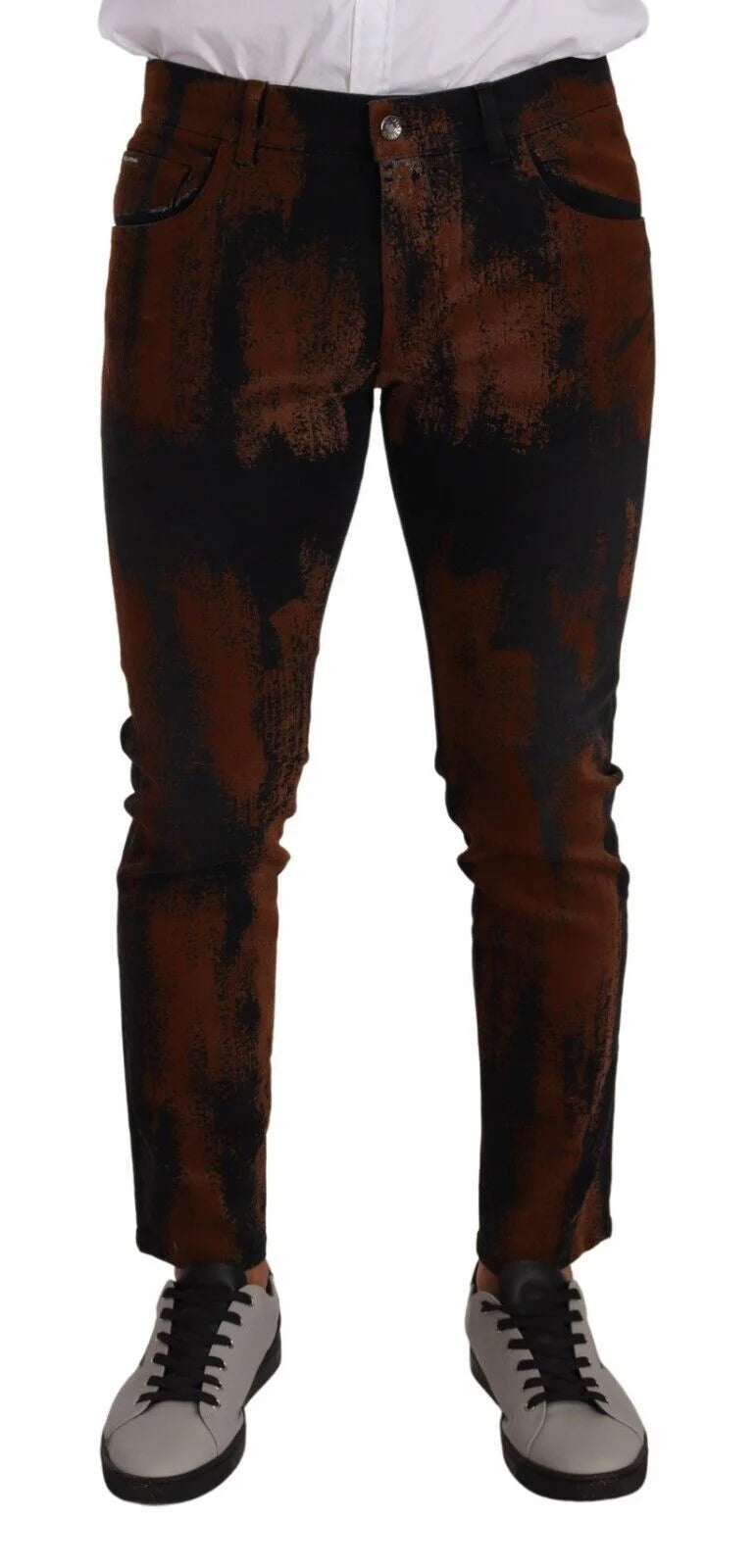 Dolce & Gabbana Black Brown Tie Dye Cotton Skinny Denim Jeans - IT48 | M - Jeans