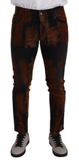 Dolce & Gabbana Black Brown Tie Dye Cotton Skinny Denim Jeans - IT48 | M - Jeans