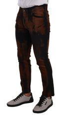Dolce & Gabbana Black Brown Tie Dye Cotton Skinny Denim Jeans - IT48 | M - Jeans