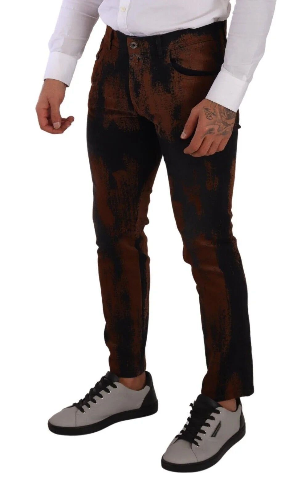 Dolce & Gabbana Black Brown Tie Dye Cotton Skinny Denim Jeans - IT48 | M - Jeans
