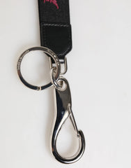 Dolce & Gabbana Black Burgundy Nylon DG Logo Crown Holder Keychain Keyring - Keychains