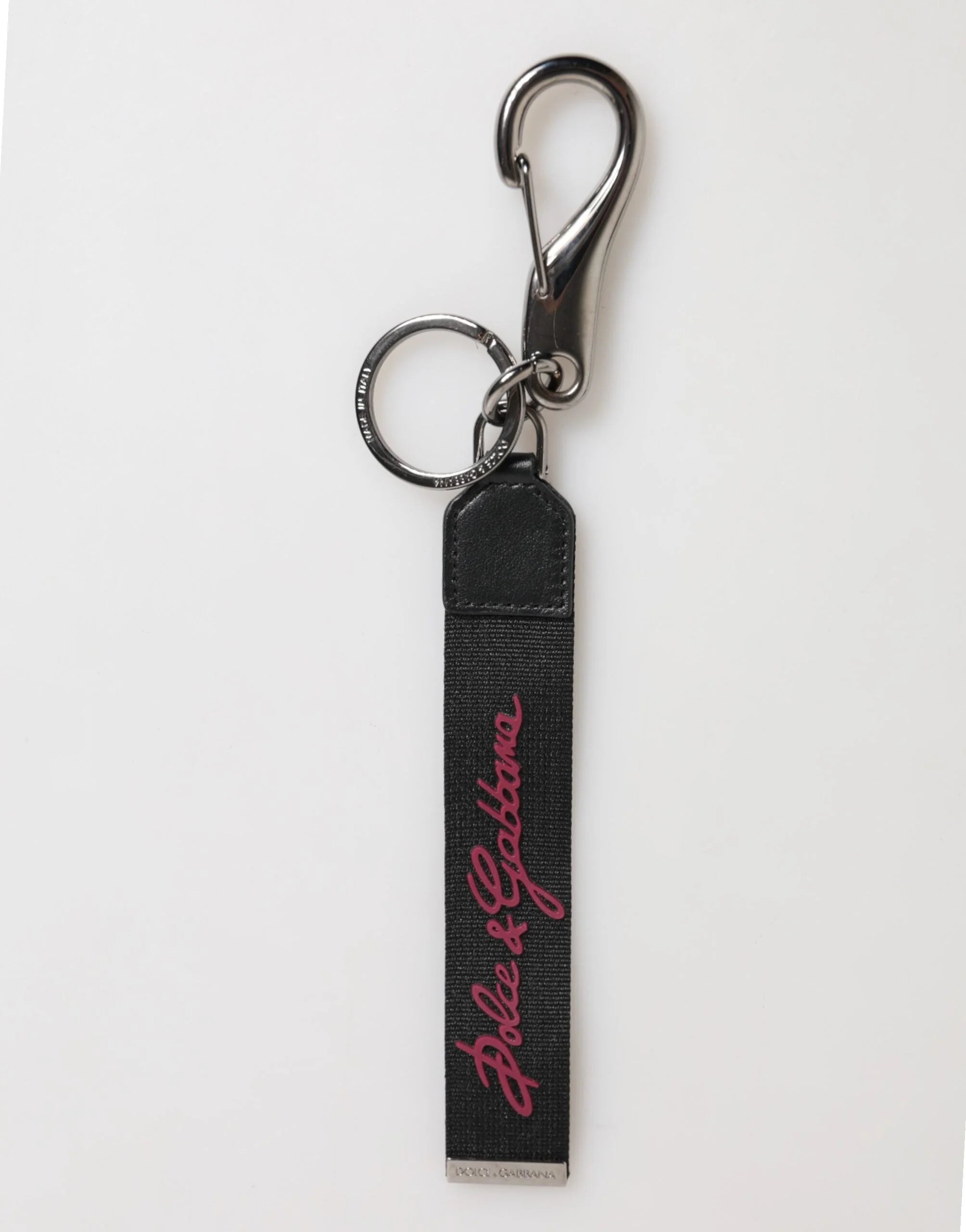 Dolce & Gabbana Black Burgundy Polyester DG Logo Men Keychain Keyring - Keychains