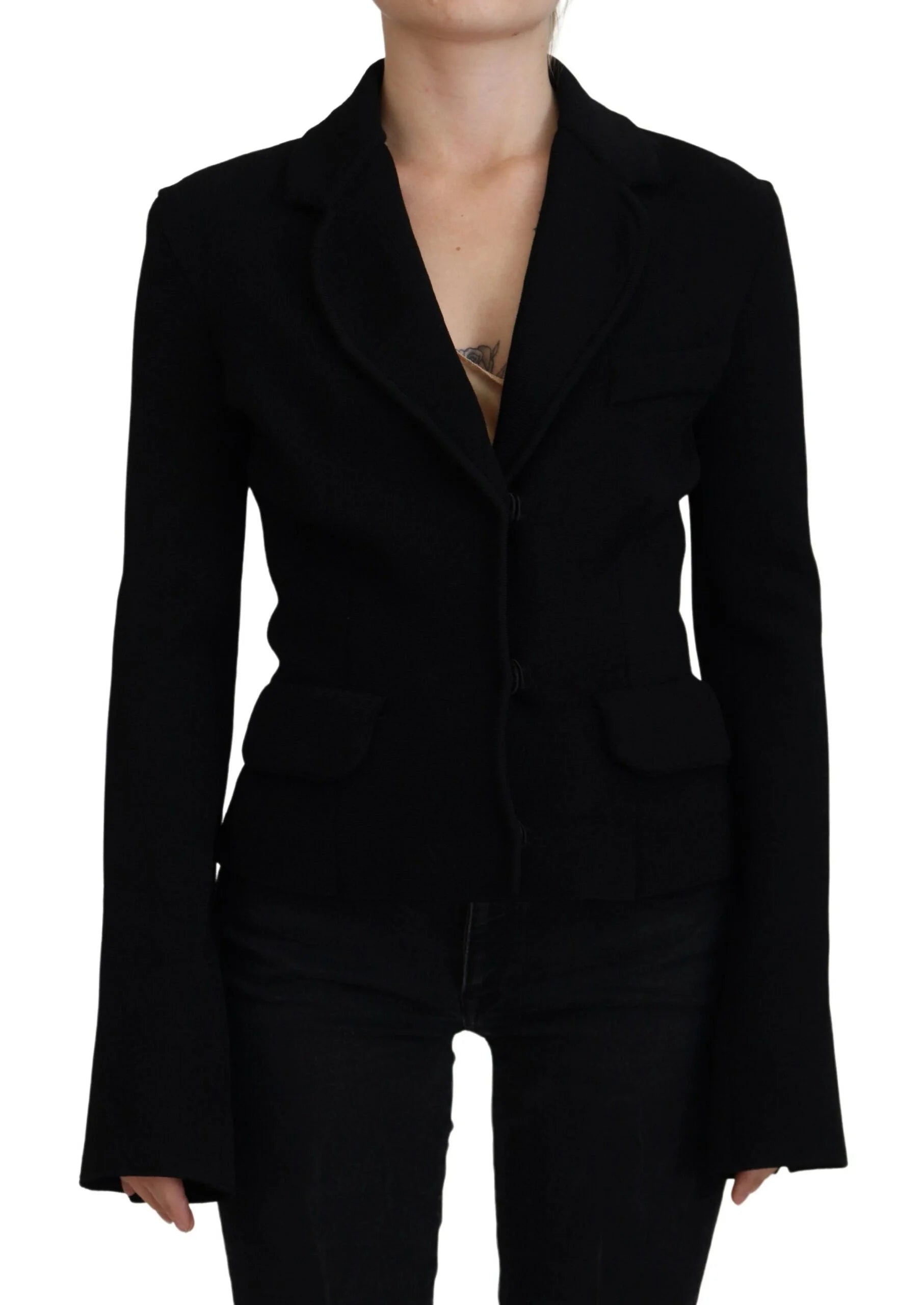 Dolce & Gabbana Black Button Cardigan Blazer Viscose Jacket - IT38 | XS - Coats & Jackets