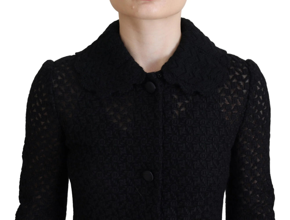 Dolce & Gabbana Black Button Down Long Blazer Cotton Jacket - IT40|S - Overcoats