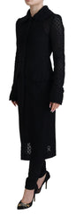 Dolce & Gabbana Black Button Down Long Blazer Cotton Jacket - IT40|S - Overcoats