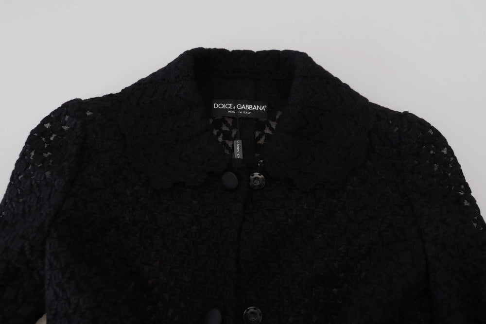 Dolce & Gabbana Black Button Down Long Blazer Cotton Jacket - IT40|S - Overcoats